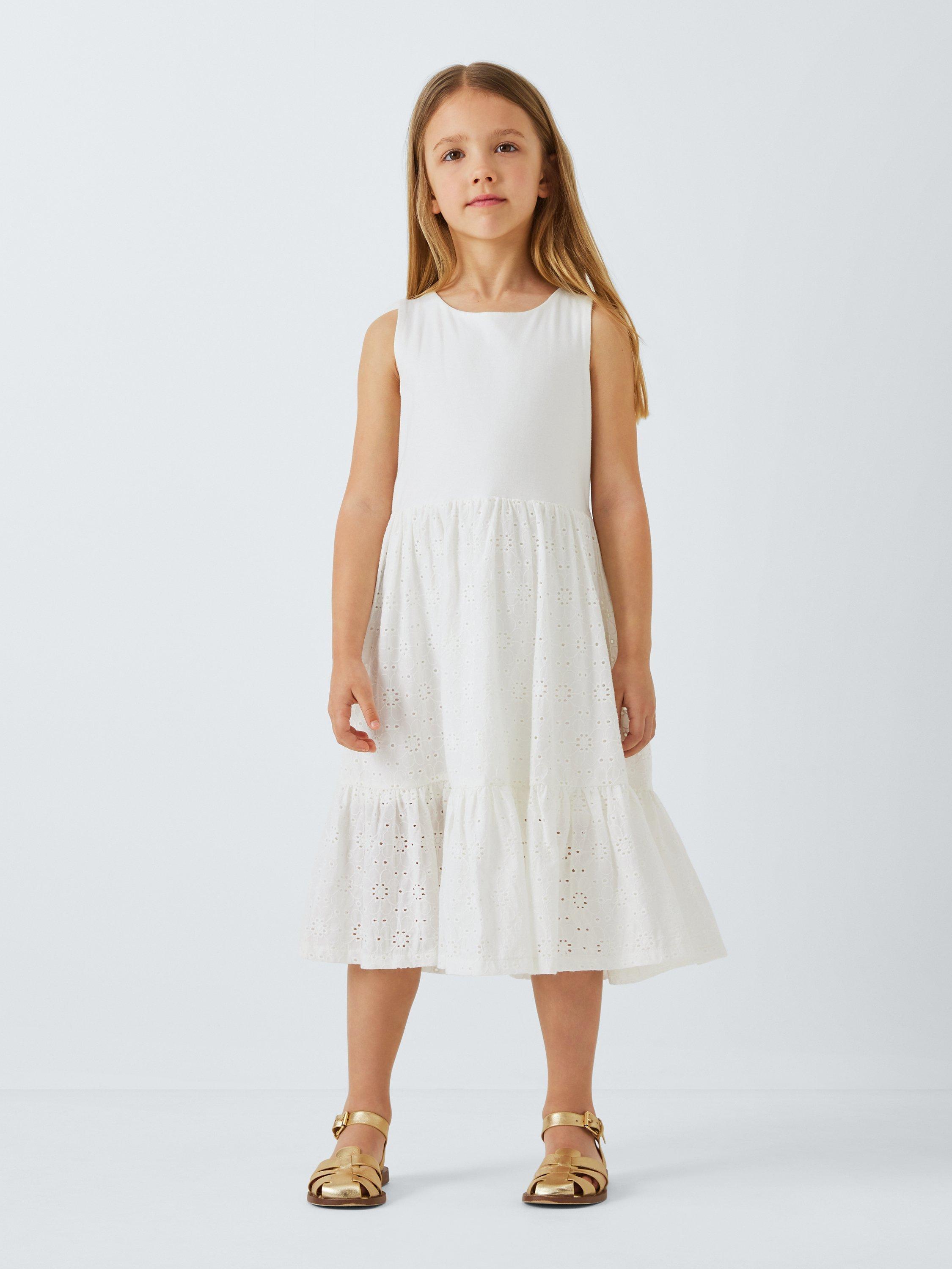 John Lewis Kids' Broderie Anglaise Tiered Dress