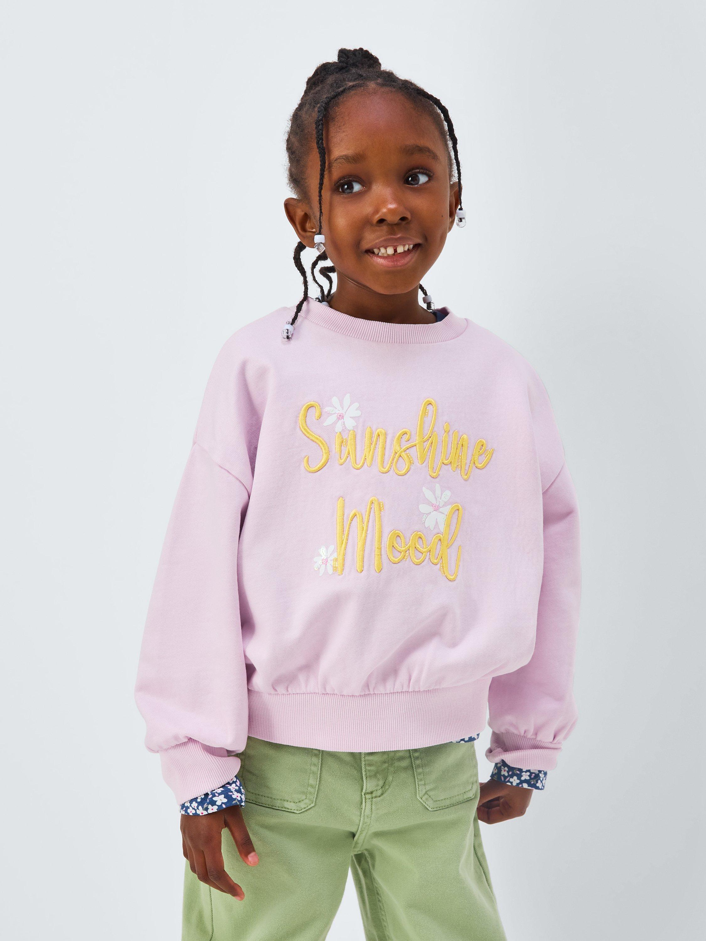 John Lewis Kids' Sunshine Mood Sweatshirt, Winsome Orchid