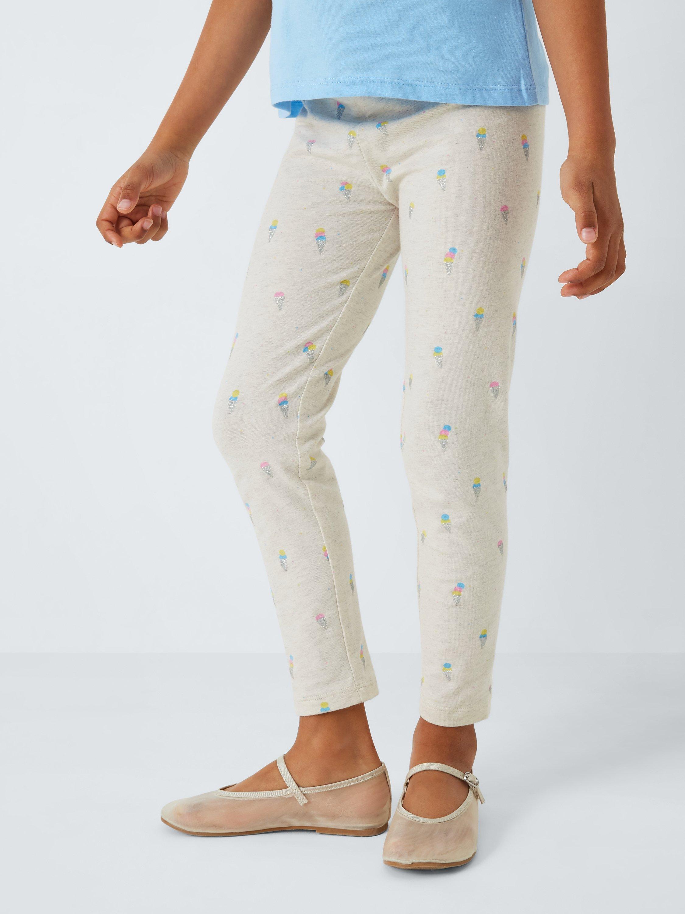 John Lewis Kids' Ice Cream Print Leggings, Gardenia