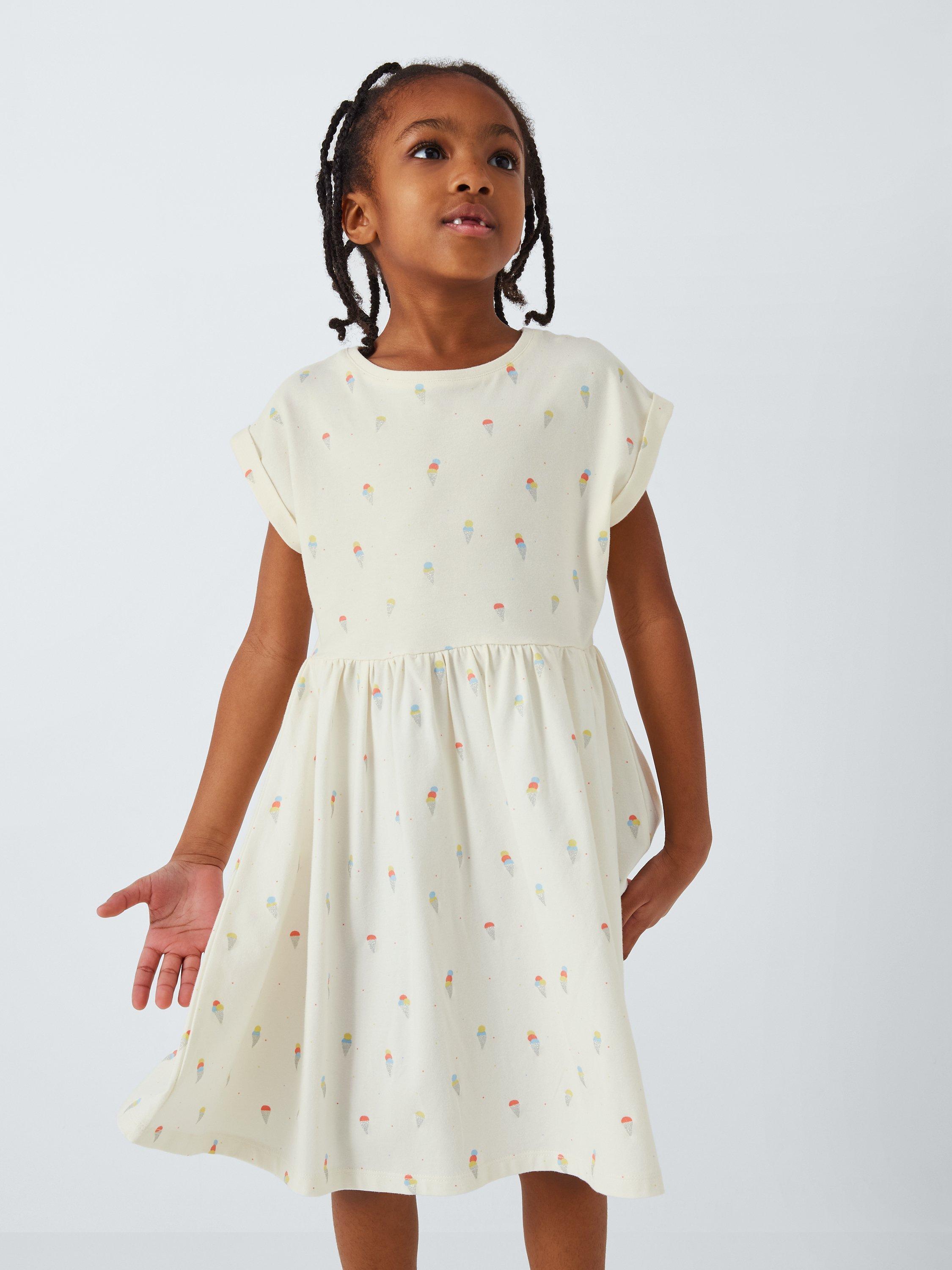 John Lewis Kids' Ice Cream Print Dress, Gardenia