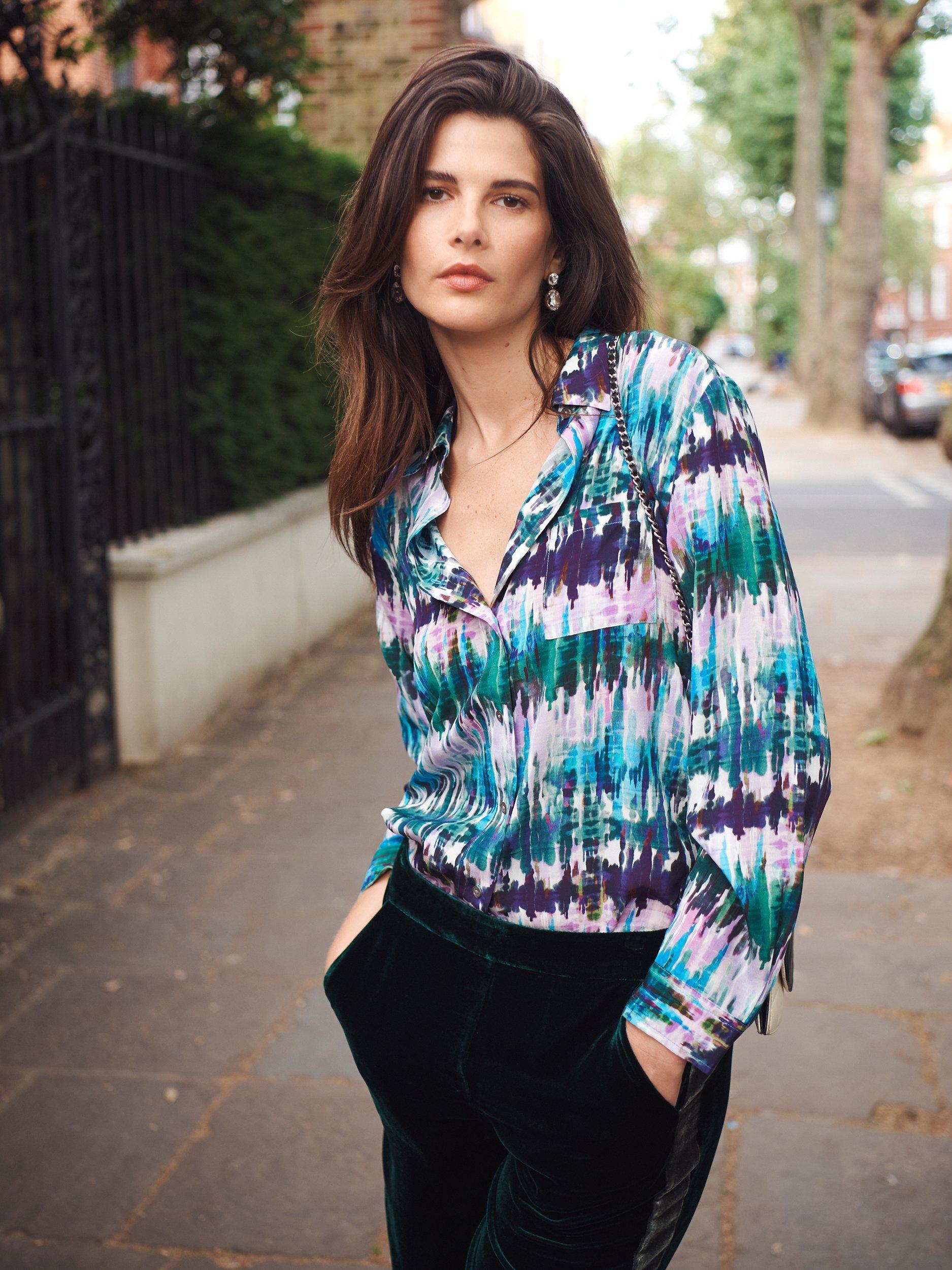 NRBY Chiara Tie Dye Silk Shirt, Multi, Multi