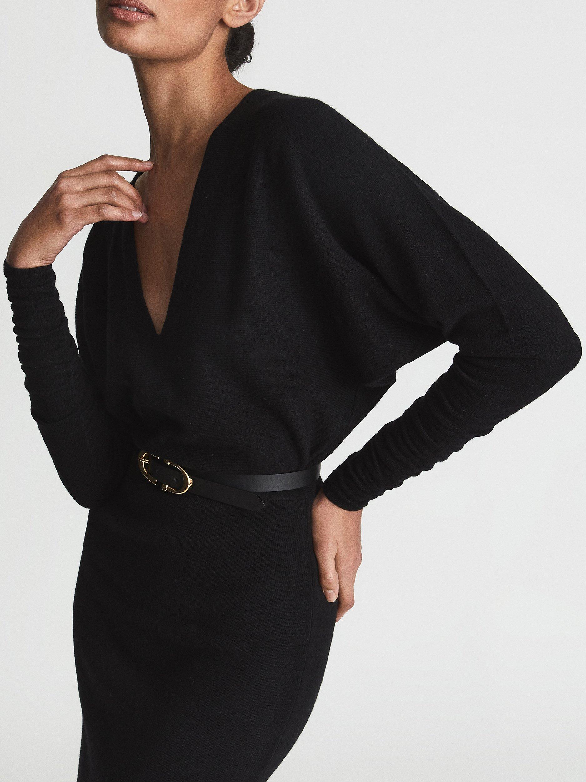 Reiss Petite Jenna Cashmere Blend Jumper Dress Black