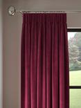 John Lewis Velvet Pair Lined Pencil Pleat Curtains, Damson