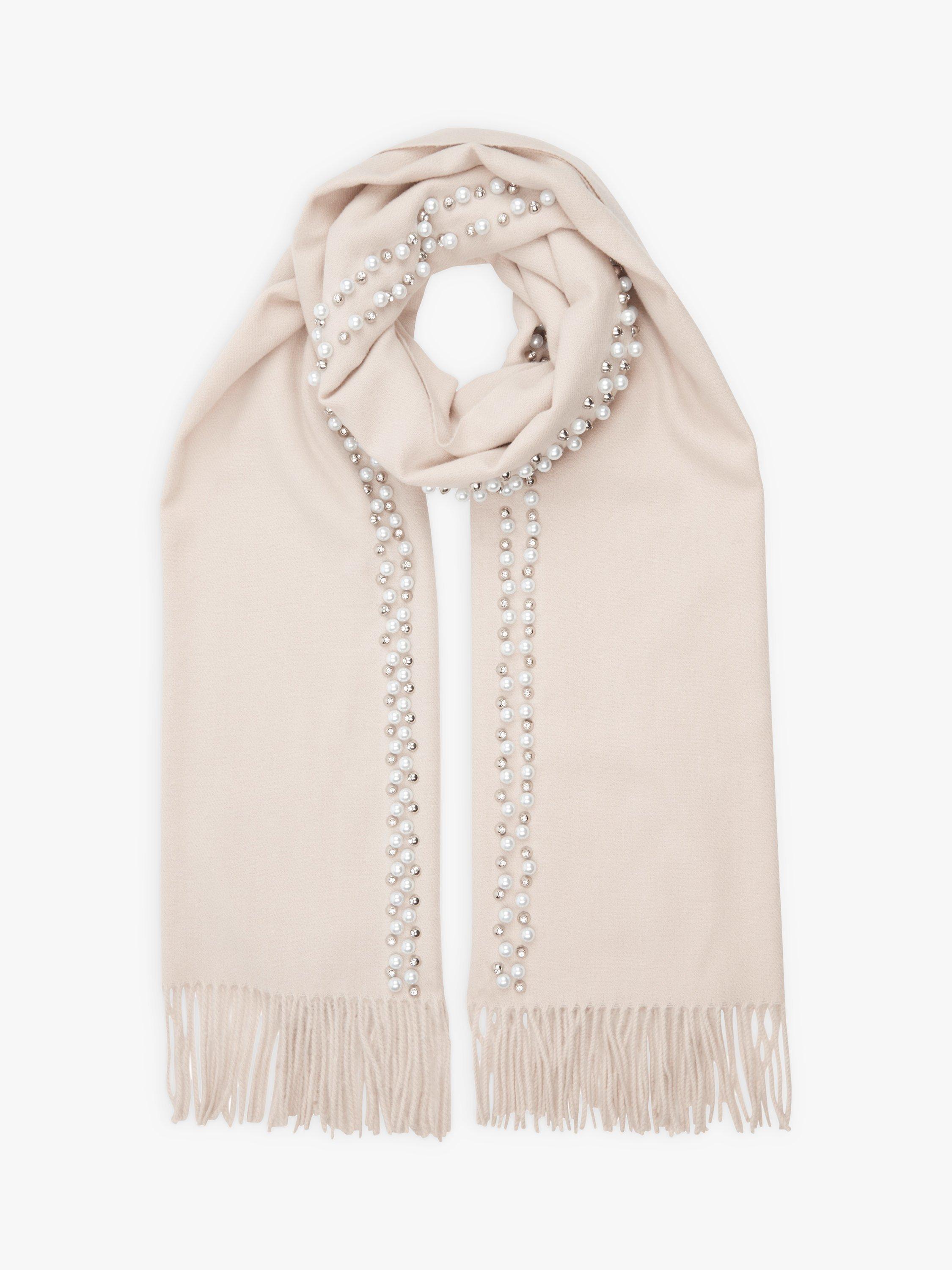 Product image 1 of 2, which shows James Lakeland Pearl Detail Scarf, Cream