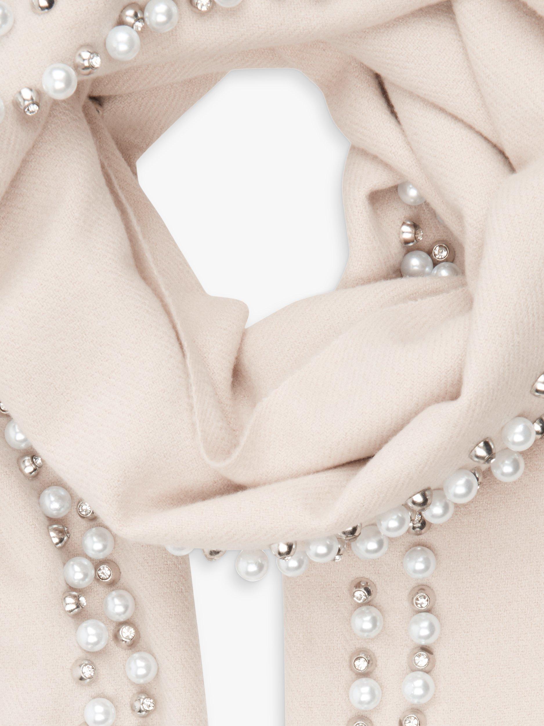 Product image 2 of 2, which shows James Lakeland Pearl Detail Scarf, Cream