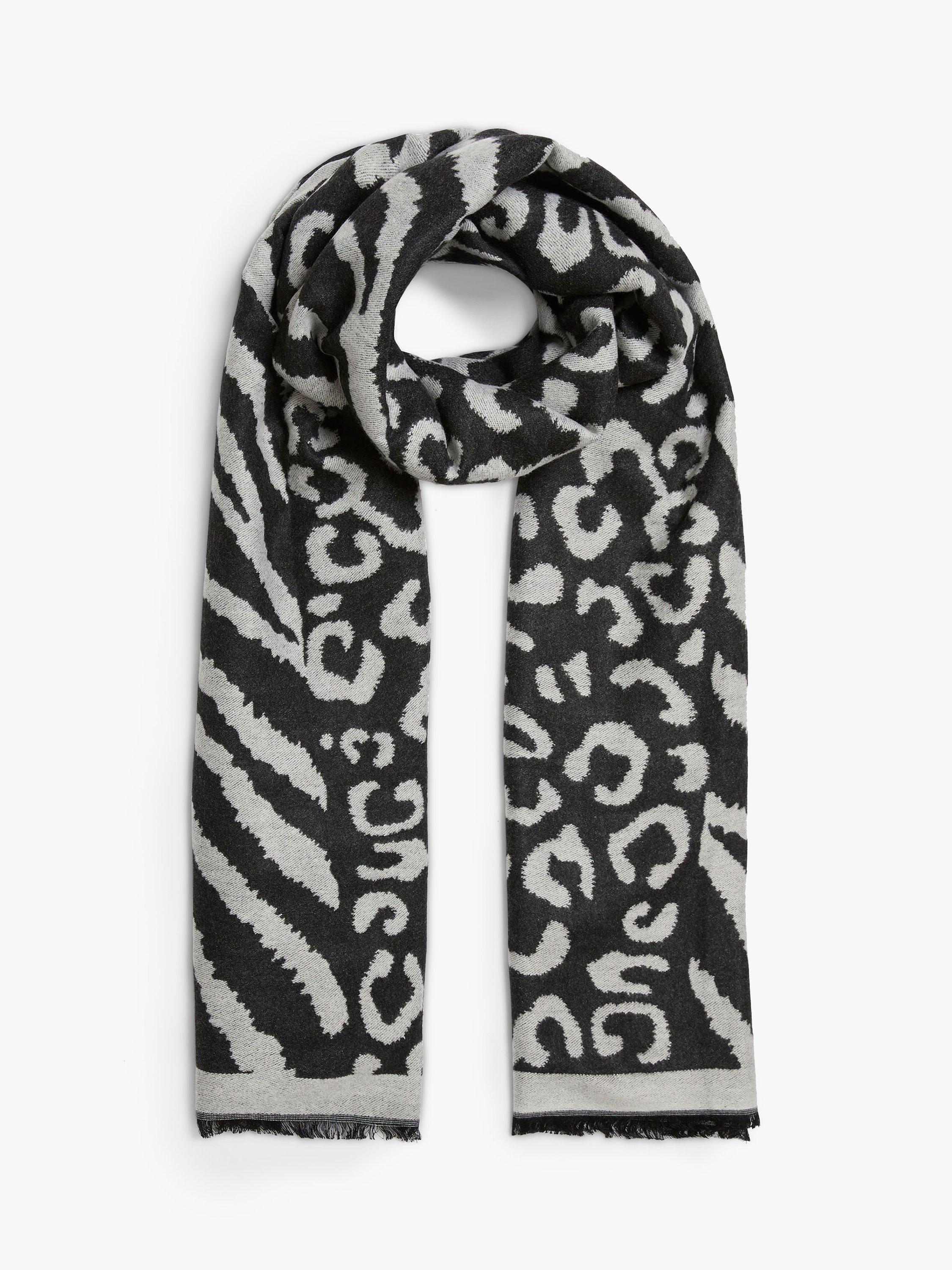 James Lakeland Leopard Zebra Print Scarf, Grey