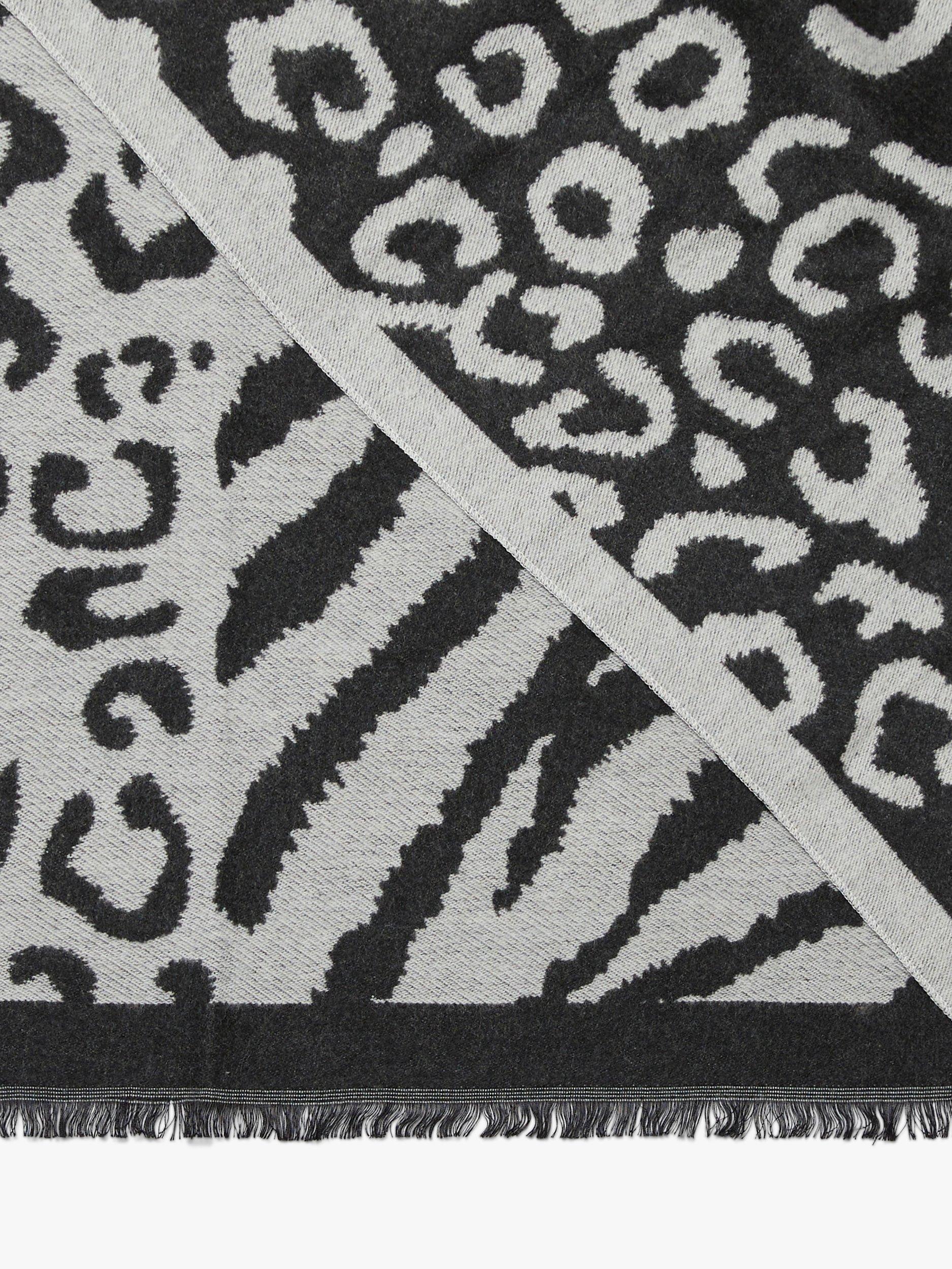 James Lakeland Leopard Zebra Print Scarf, Grey