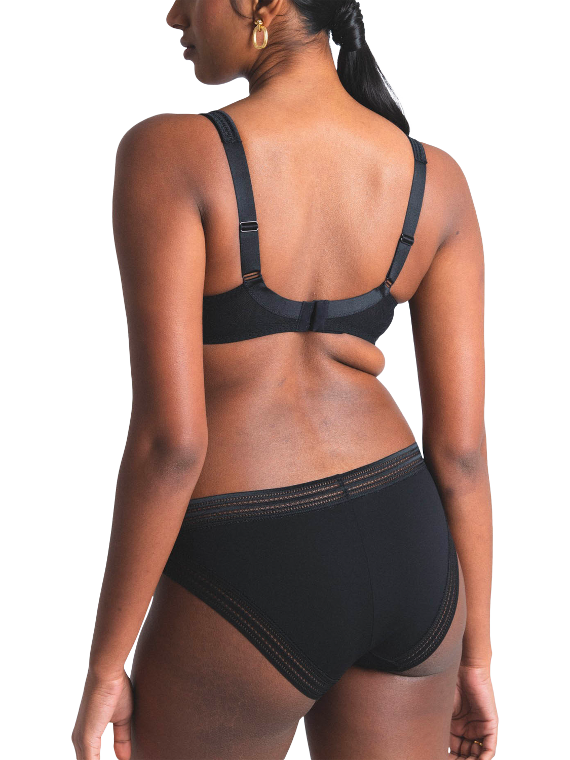 Product image 4 of 7, which shows Maison Lejaby Miss Lejaby Plus Size Lace Triangle Bra, Noir, 30E
