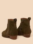 White Stuff Cedar Suede Embroidered Boot, Khaki