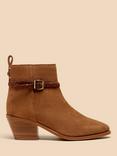 White Stuff Plait Strap Suede Ankle Boots, Mid Tan