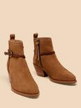 White Stuff Plait Strap Suede Ankle Boots, Mid Tan