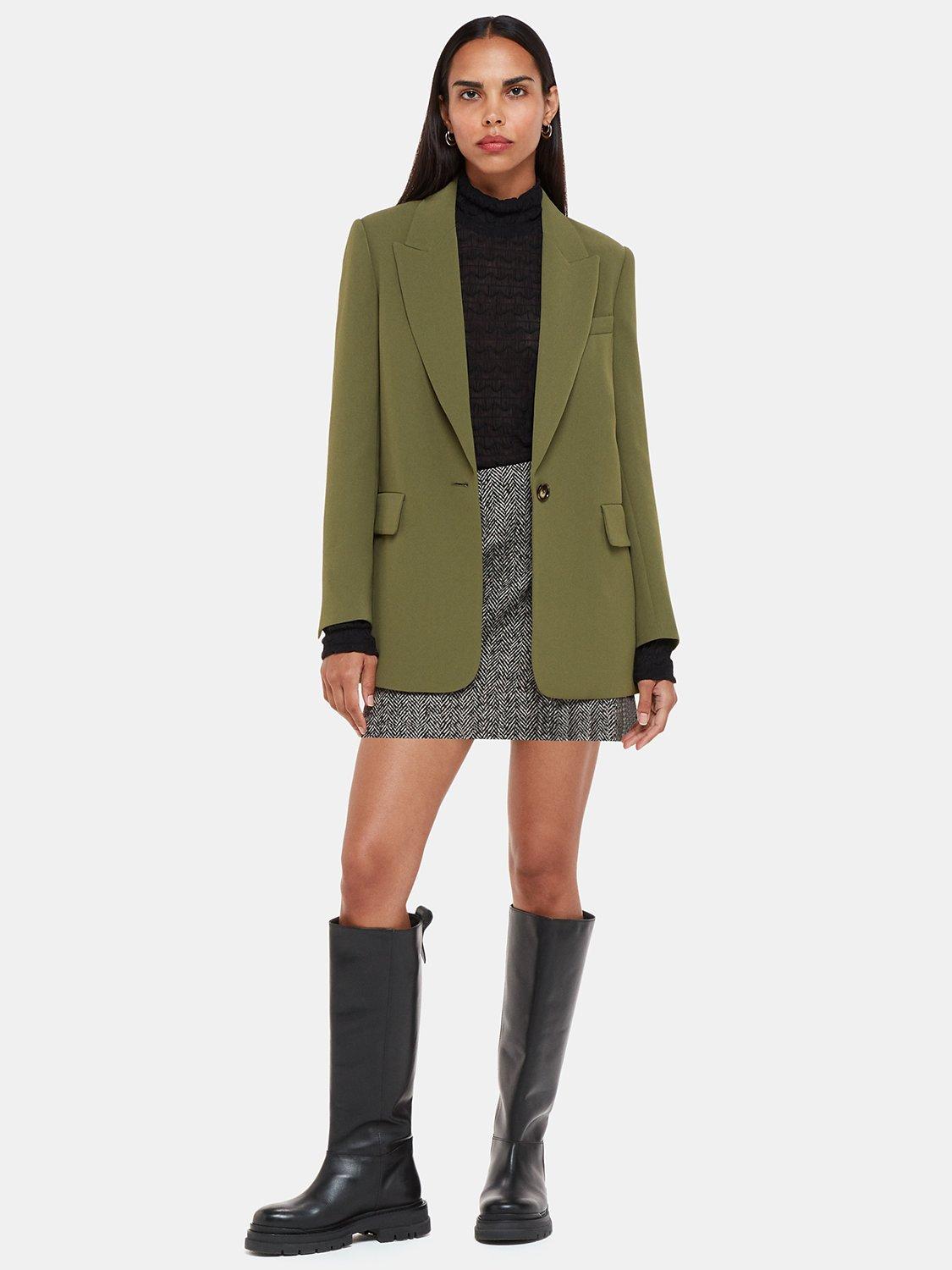 Product image 1 of 4, which shows Whistles Petite Crepe Boyfriend Blazer, Khaki, 18