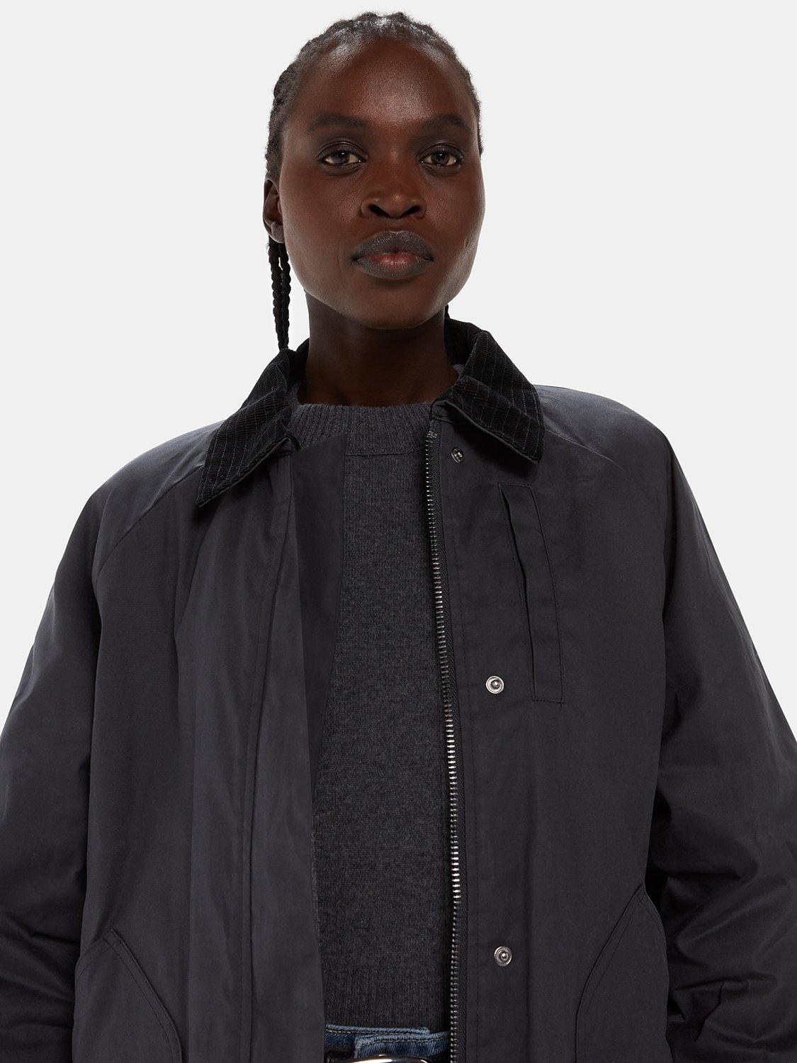 Product image 3 of 5, which shows Whistles Fern Waxed Cotton Jacket, Black, M