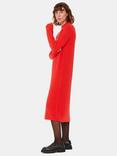 Whistles Petite Ribbed Knit Midi Dress, Red, Red