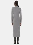 Whistles Bonnie Zip Ribbed Knit Dress, Dark Grey