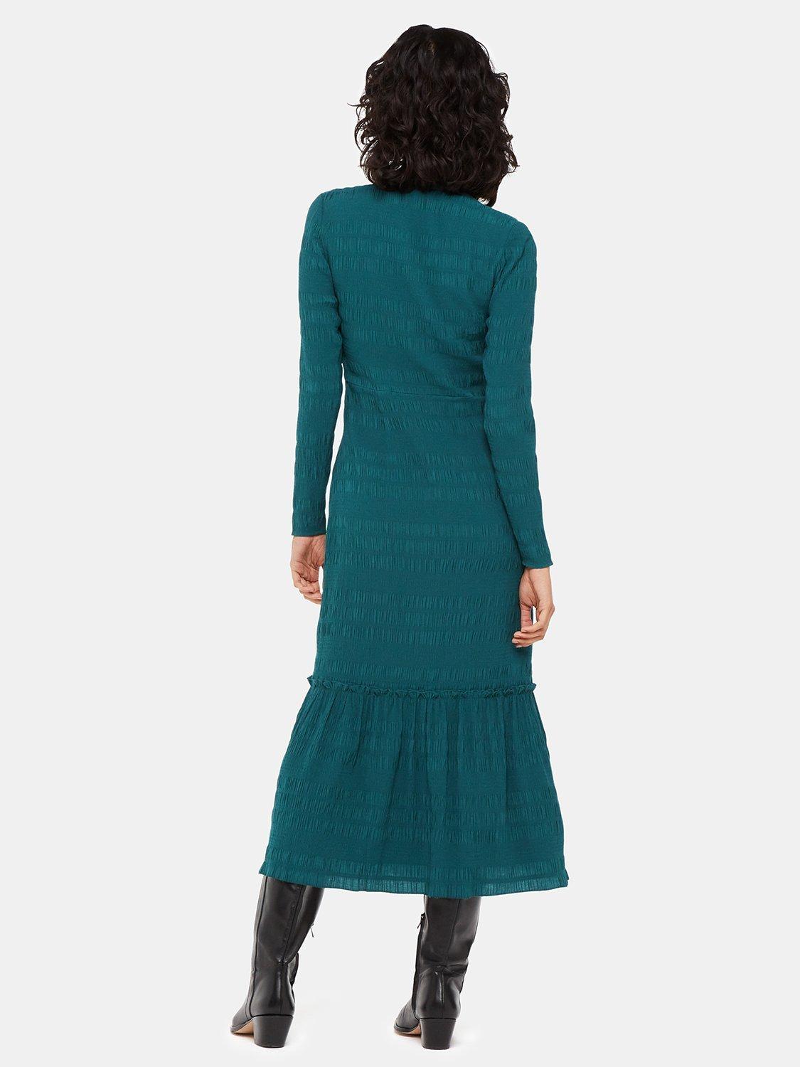 Product image 2 of 5, which shows Whistles Mila Textured Midi Dress, Green, 12