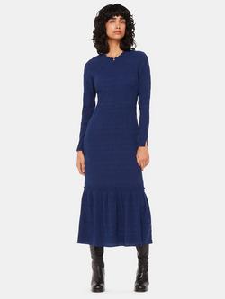 Whistles Mila Textured Midi Dress, Navy