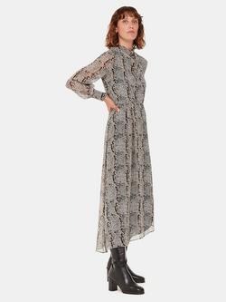 Whistles Meg Optical Snake Print Midi Dress, Black/Multi, Black/Multi