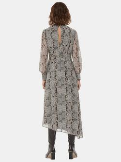 Whistles Meg Optical Snake Print Midi Dress, Black/Multi - view 2, Black/Multi