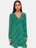 Whistles Petite Lori Dappled Floral Mini Dress, Green/Multi