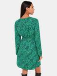 Whistles Petite Lori Dappled Floral Mini Dress, Green/Multi