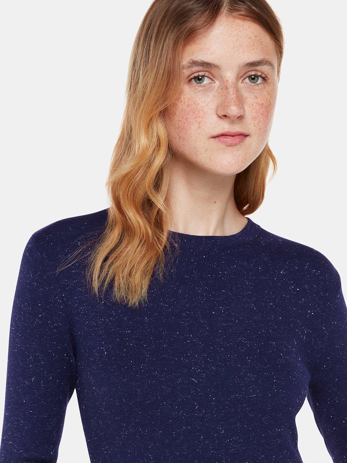 Product image 3 of 5, which shows Whistles Annie Sparkle Midi Dress, Navy, 12