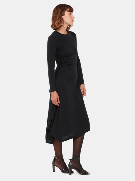 Whistles Asymmetric Jersey Midi Dress, Black, Black