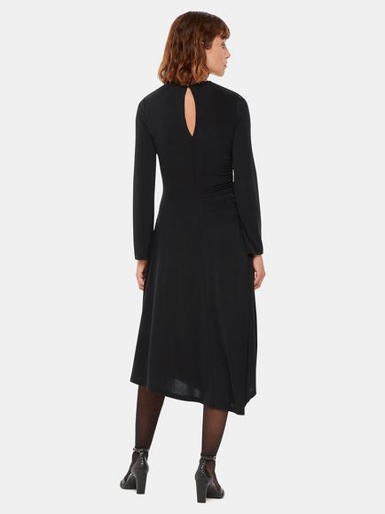 Whistles Asymmetric Jersey Midi Dress, Black - view 2, Black