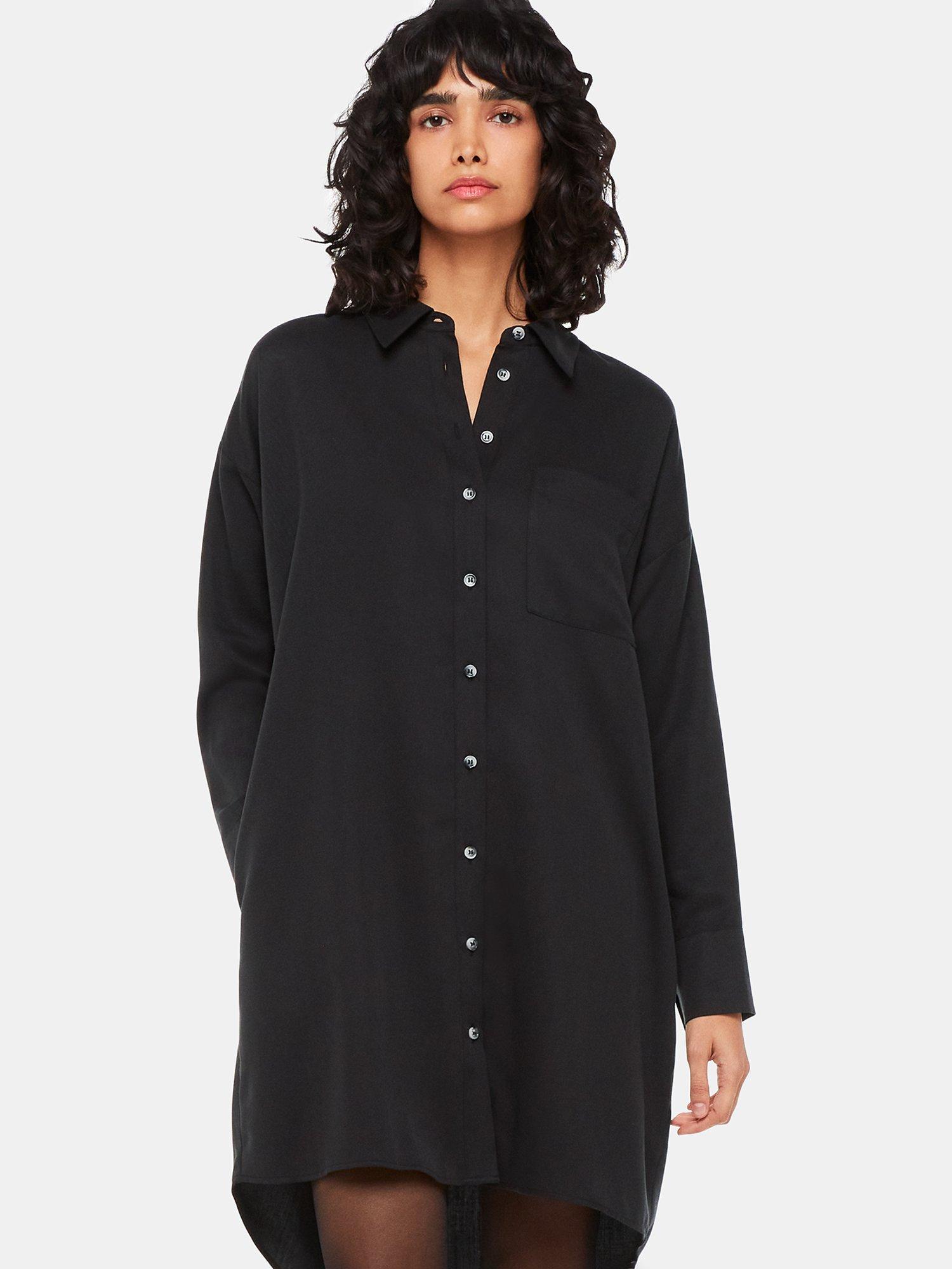 Whistles Helena Relaxed Shirt Dress Black