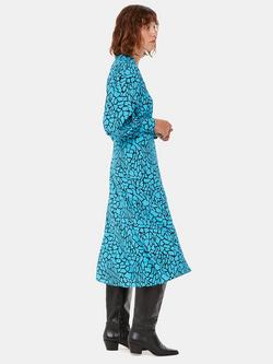 Whistles Terrazzo Print Midi Dress, Blue/Multi, Blue/Multi