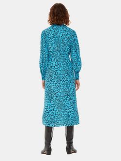 Whistles Terrazzo Print Midi Dress, Blue/Multi - view 2, Blue/Multi