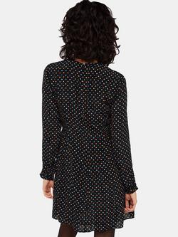 Whistles Scattered Hearts Flippy Mini Dress, Black/Multi - view 2, Black/Multi