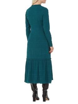 Whistles Petite Mila Textured Midi Dress, Green - view 2, Green