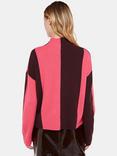 Whistles Wool Vertical Stripe Funnel Neck Jumper, Pink/Multi