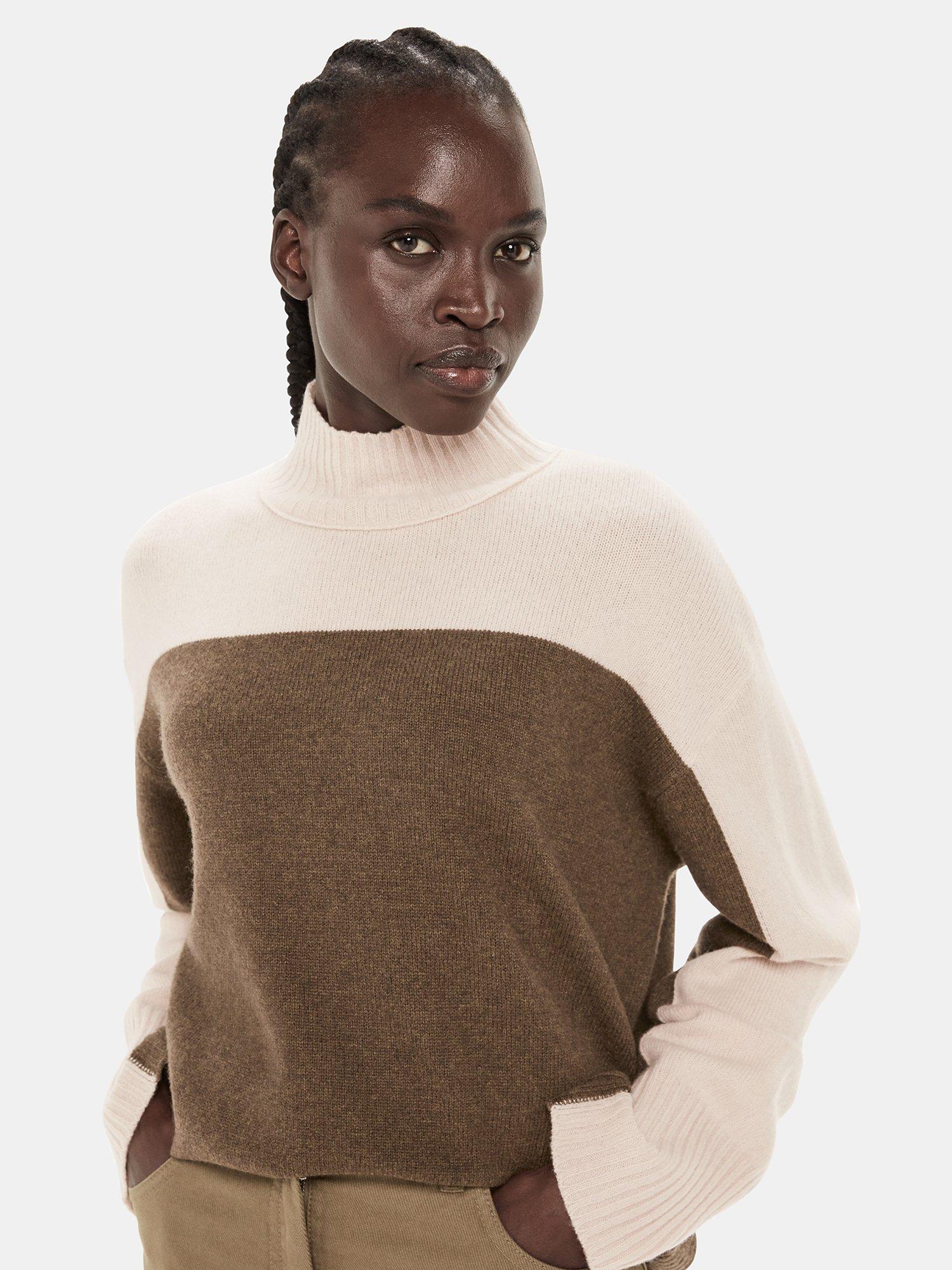 Whistles Colour Block Funnel Neck Wool Jumper