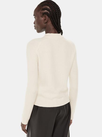 Whistles Wool Blend Textured Crew Neck Jumper - view 2, Ivory