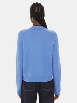 Whistles Wool Blend Textured Crew Neck Jumper - view 2, Blue