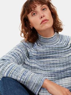 Whistles Space Dye Stripe Funnel Neck Jumper, Blue/Multi, Blue/Multi