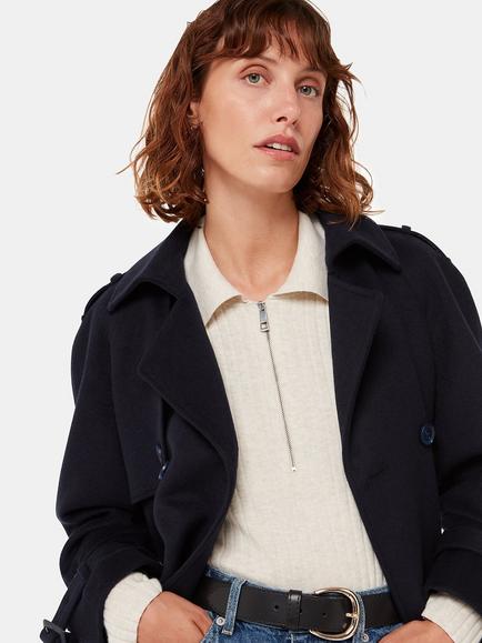 Whistles Zip Polo Knit Jumper, Neutral