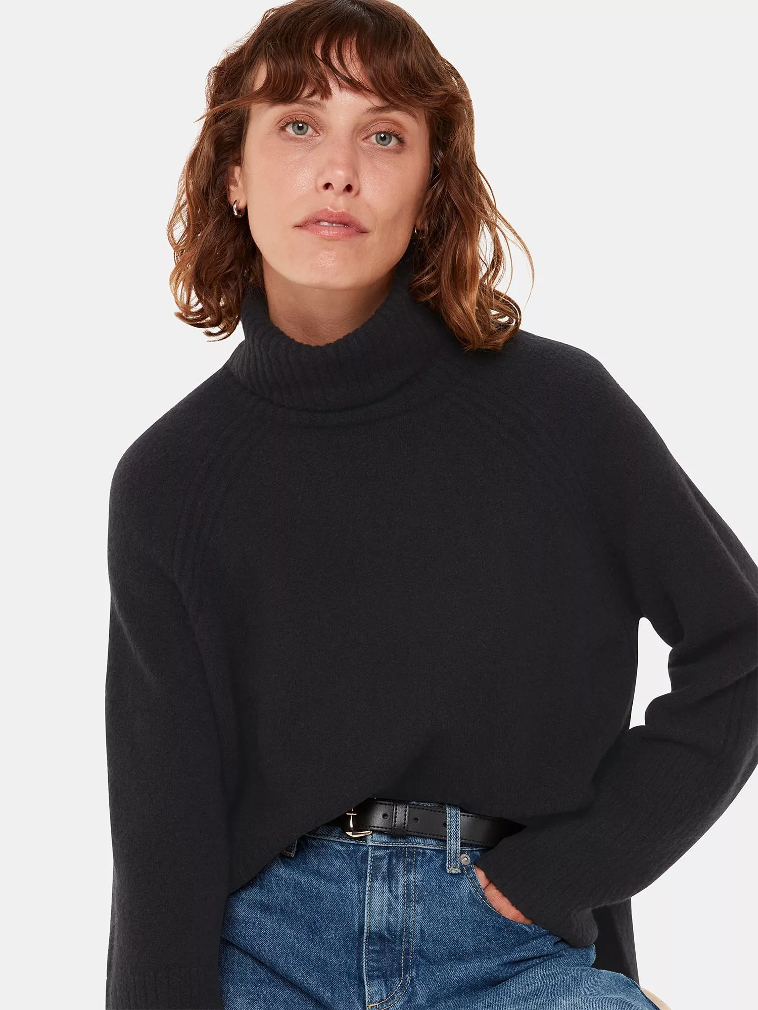 Whistles Textured Rib Detail Roll Neck Jumper