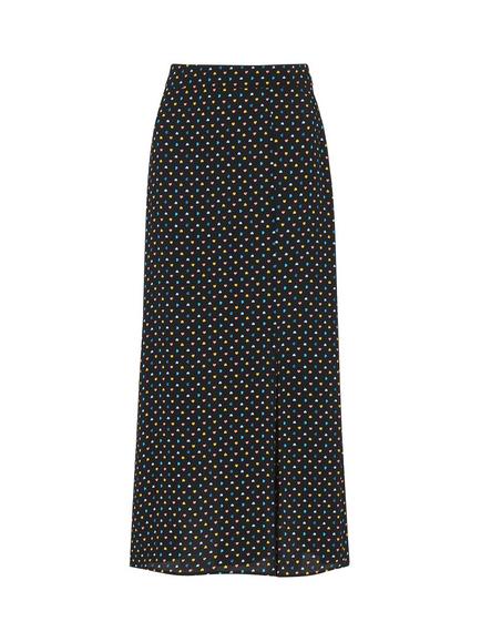 Whistles Scattered Hearts Midi Skirt, Black/Multi, Black/Multi