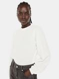 Whistles Textured Puff Long Sleeve Top, White