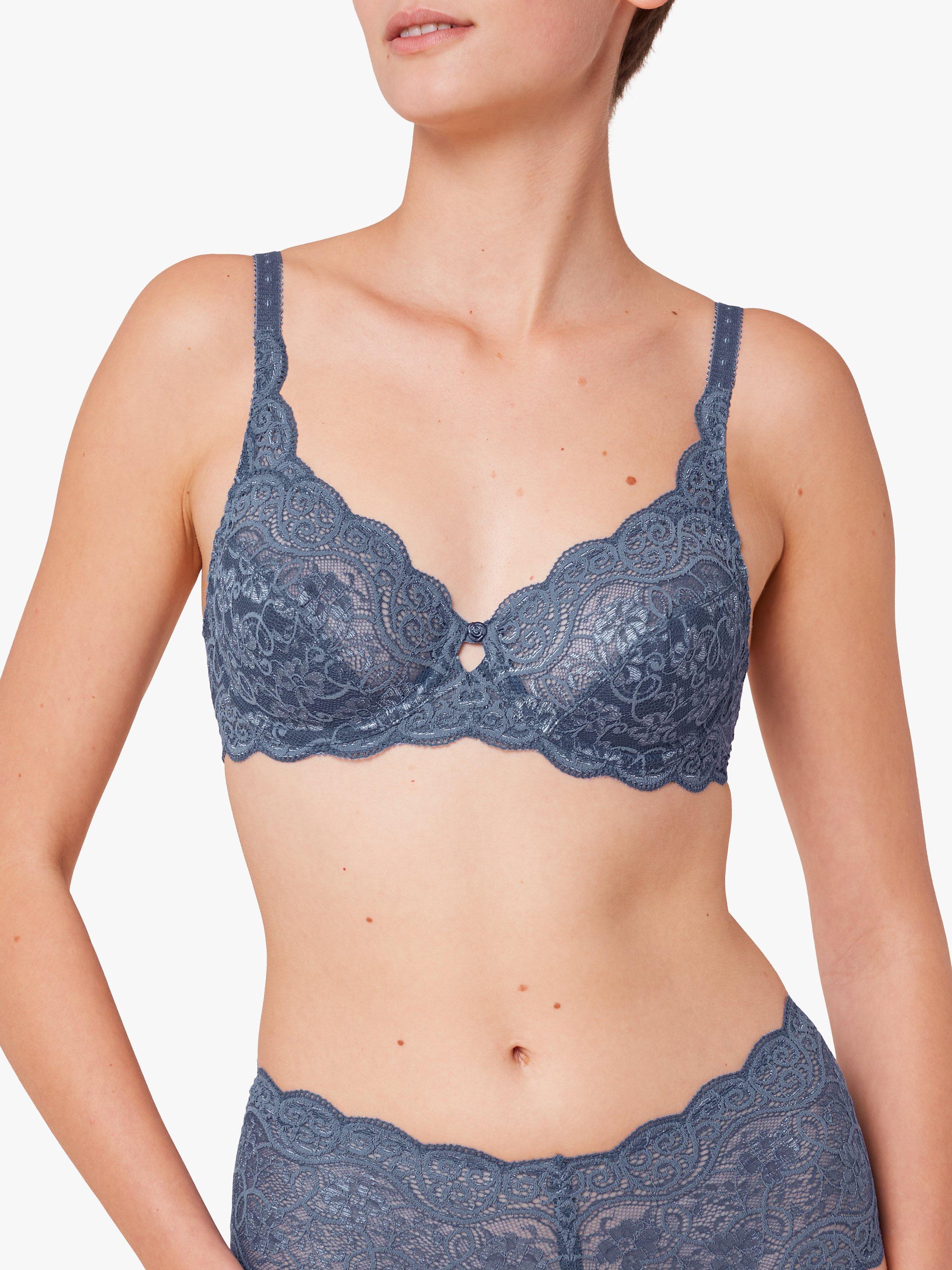 Triumph Amourette 300 Scalloped Floral Lace Bra, Atlantis