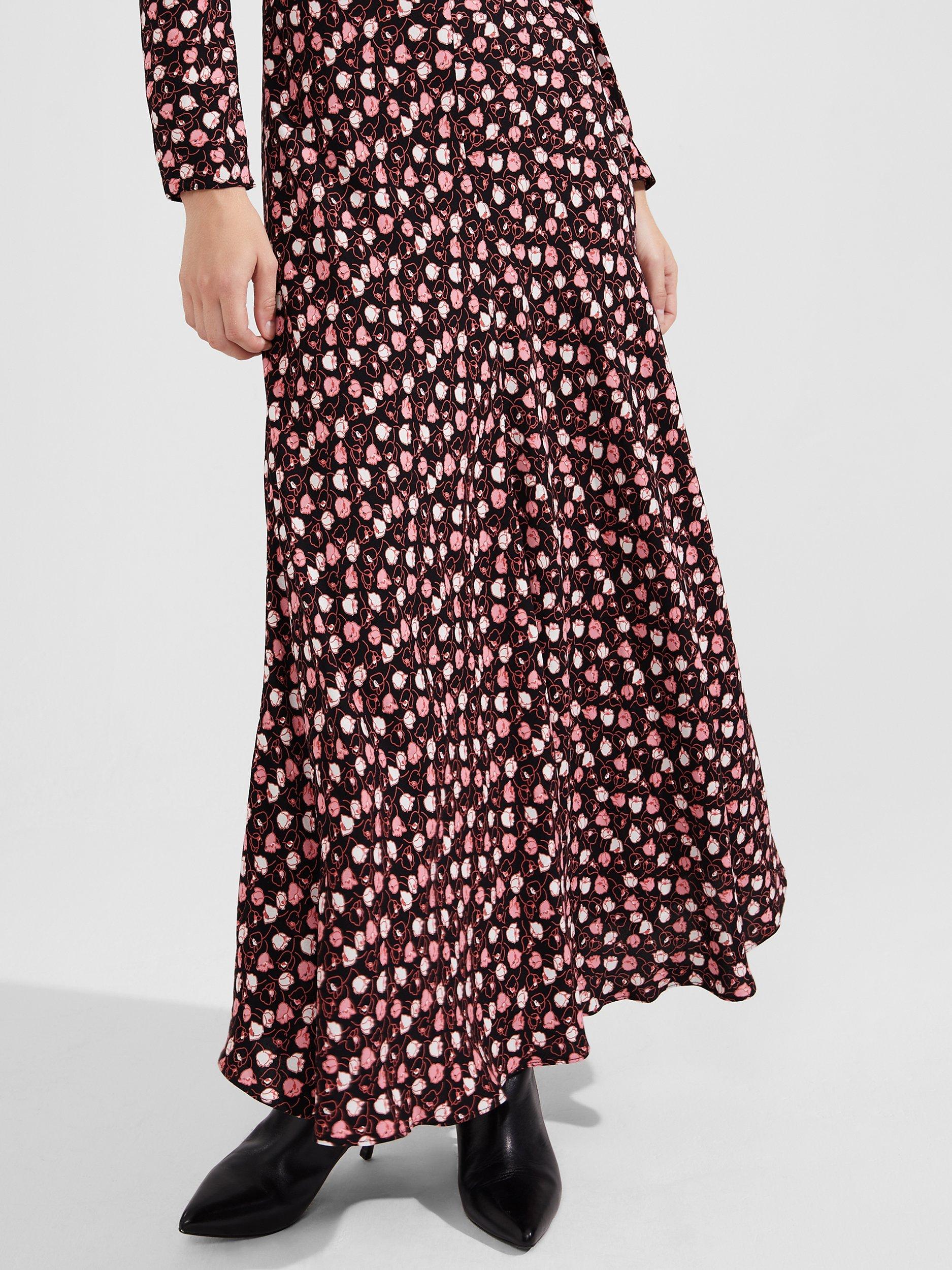 Product image 3 of 6, which shows Hobbs Yvonne Long Sleeve Maxi Dress, Black/Multi, 10