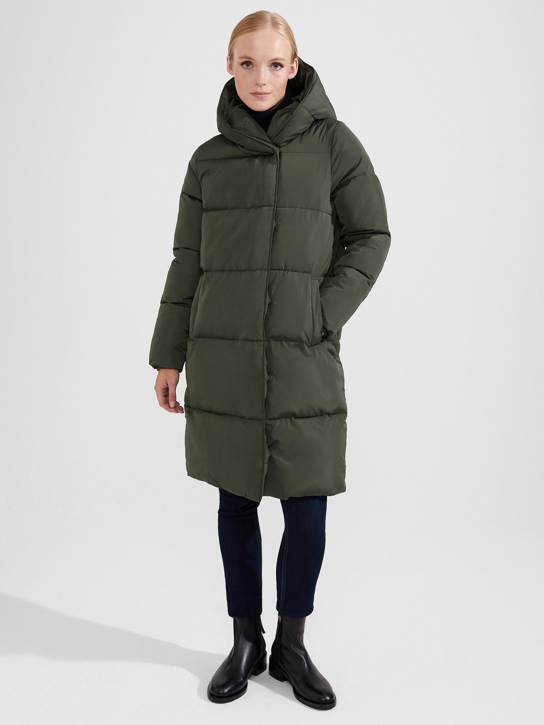 Product image 2 of 7, which shows Hobbs Darla Padded Hooded Coat, Green, 10