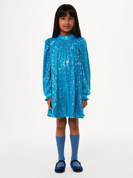 Whistles Kids' Sadie Sequin Swing Dress - view 2, Blue