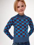 Whistles Kids' Checkerboard Knit Jumper, Blue/Multi