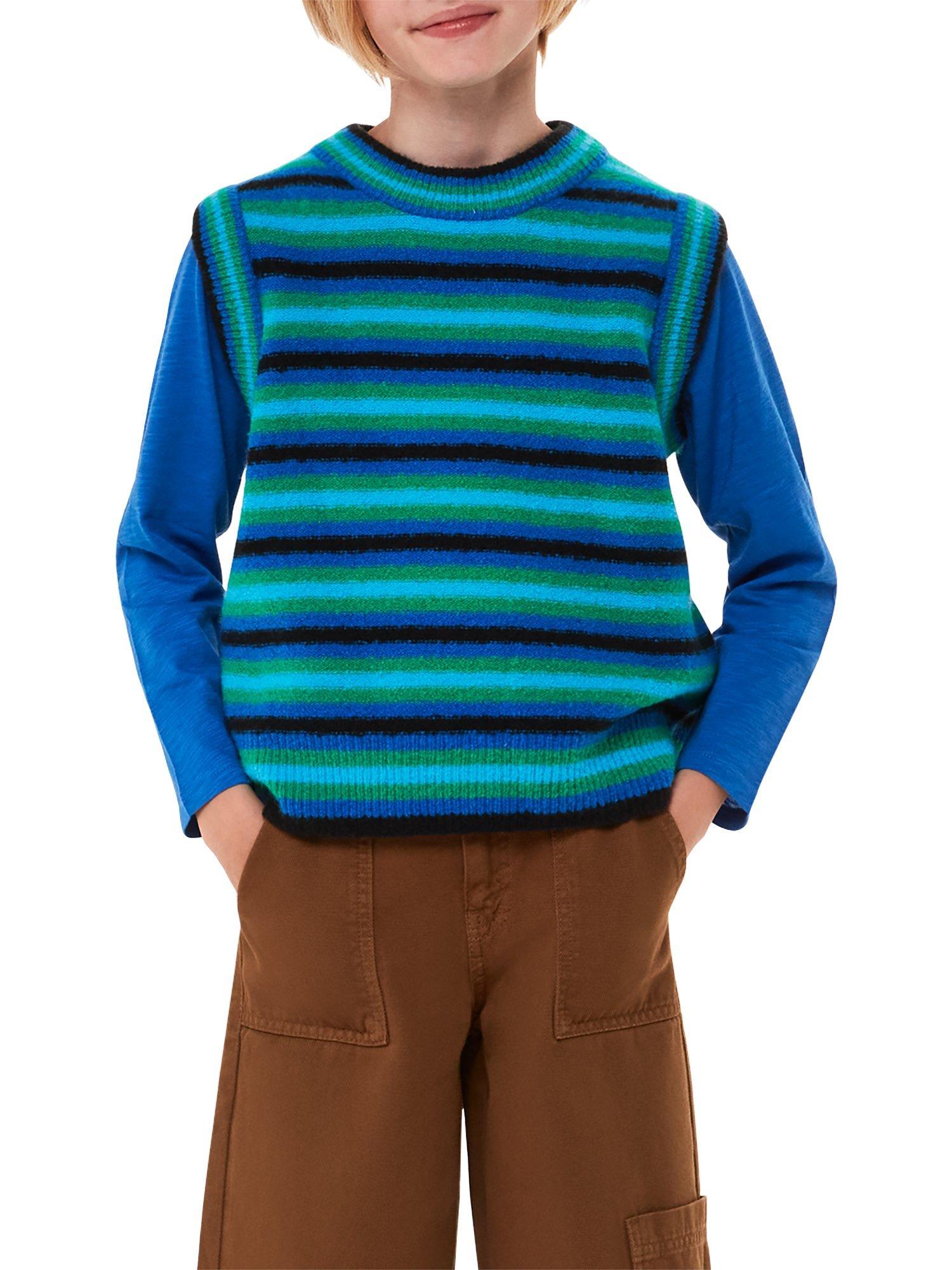 Product image 1 of 3, which shows Whistles Kids' Leila Wool Blend Knit Stripe Tank Top, Multi, 5-6 years