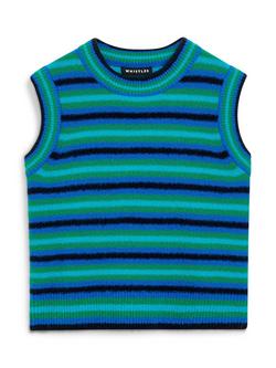 Whistles Kids' Leila Wool Blend Knit Stripe Tank Top, Multi - view 2, Multi
