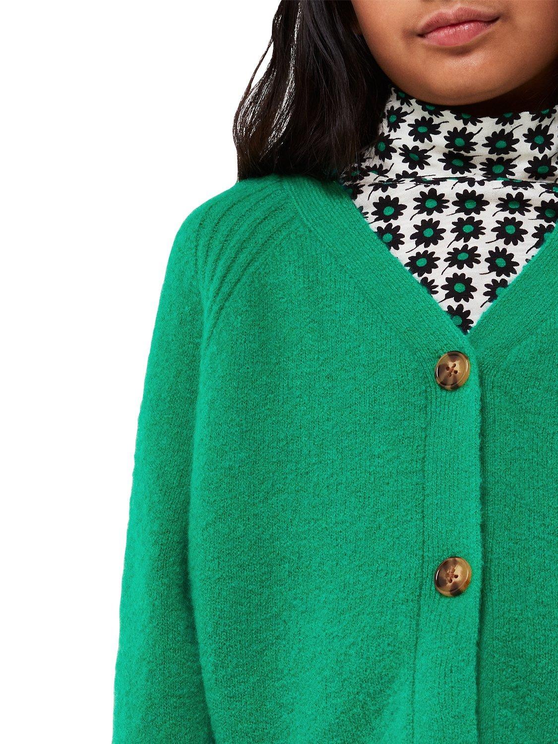 Product image 3 of 3, which shows Whistles Kids' Wool Blend Knit Textured Cardigan, Green, 7-8 years